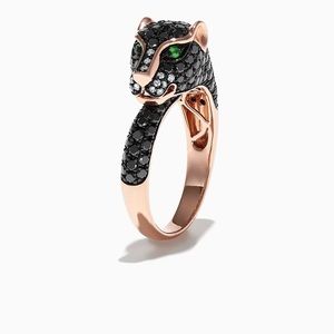 Effy signature 14K Gold Black Diamond & Tsavorite Panther Ring